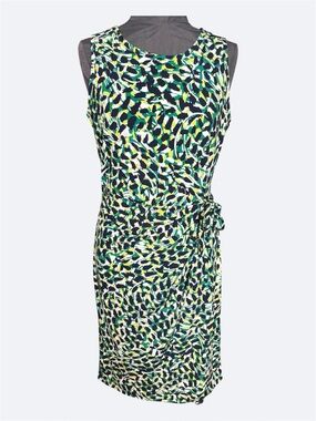 Jones New York Sleeveless Green Black Print Women’s Dress, Size 12